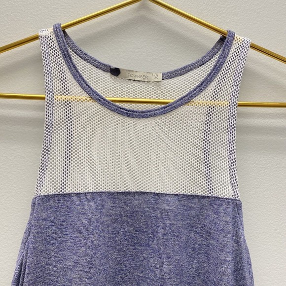 Townsen Gecko Sleeveless‎ Top SIZE XS Sheer Mesh Stripe Tank Top Blue White - Picture 5 of 9
